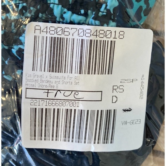 NEW Kim Gravel Smocked Bandeau & Shorts Swimsuit Set 8 Women’s Blue Black - Picture 11 of 11